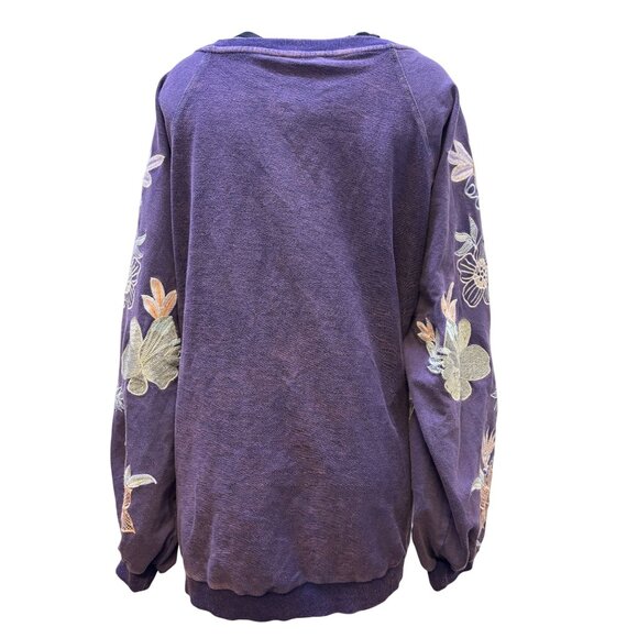 NWT Blue Velvet Embroidered Floral Sweatshirt Purple XL - Picture 2 of 6